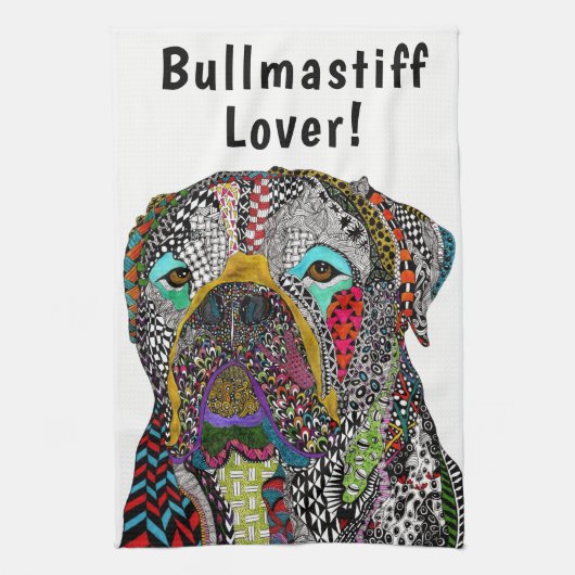 Colorful Bullmastiff Lover Kitchen Towel Geschirrtuch (Vertikal)