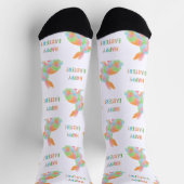 Colorful Bunnies Pattern With Happy Easter Text Socken (Oben)