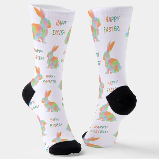 Colorful Bunnies Pattern With Happy Easter Text Socken (Gewinkelt)