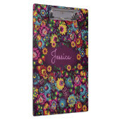 Colorful Busy Floral Pattern Purple Personalised Klemmbrett (Rechts)