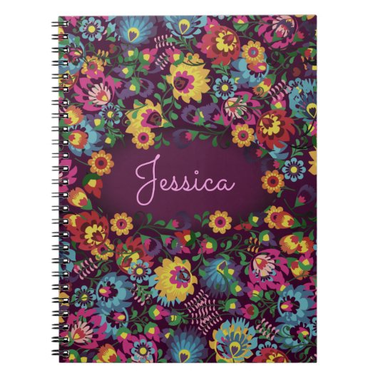 Colorful Busy Floral Pattern Purple Personalised Notizblock (Vorderseite)