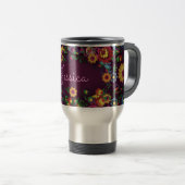 Colorful Busy Floral Pattern Purple Personalised Reisebecher (VorderseiteRechts)