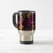 Colorful Busy Floral Pattern Purple Personalised Reisebecher (Vorderseite Links)