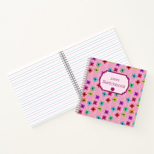 Colorful Butterflies and Dots  Notizblock (Innenseite)