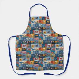 Colorful Butterflies And Wildflowers Patchwork Schürze