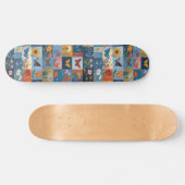Colorful Butterflies And Wildflowers Patchwork Skateboard (Horizontal)
