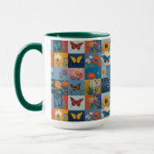Colorful Butterflies And Wildflowers Patchwork Tasse (Links)