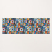 Colorful Butterflies And Wildflowers Patchwork Yogamatte (Rückseite (Horizontal))