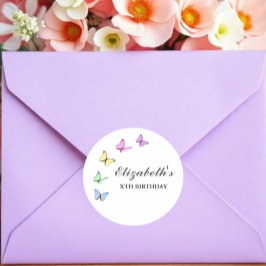 Colorful Butterflies Birthday Runder Aufkleber