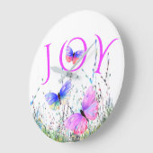 Colorful Butterflies Flying in Nature - Joy Clock Große Wanduhr (Winkel)
