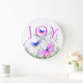 Colorful Butterflies Flying in Nature - Joy Clock Große Wanduhr (Zuhause)