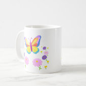 Colorful Butterfly and Flowers Mug Kaffeetasse (Vorderseite Links)