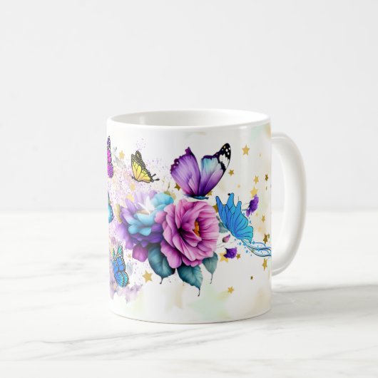 Colorful Butterfly Art with Vibrant Wing nature Kaffeetasse (VorderseiteRechts)