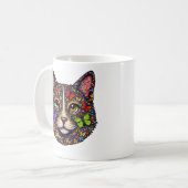 Colorful Butterfly Blooms Cat Portrait Kitty Lover Kaffeetasse (Vorderseite Links)