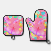 Colorful Butterfly Floral Dream Ofenhandschuh & Topflappen-Set (Vorderseite)