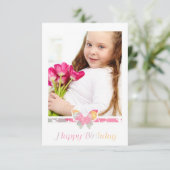 Colorful Butterfly Happy Birthday Quote Script Einladung (Stehend Vorderseite)