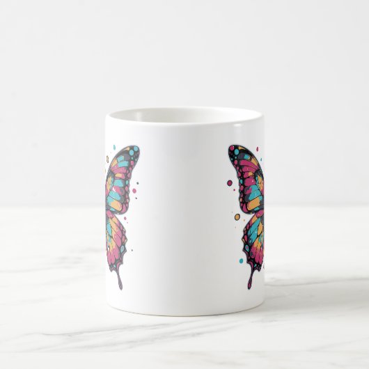 Colorful Butterfly Illustration Kaffeetasse (Mittel)