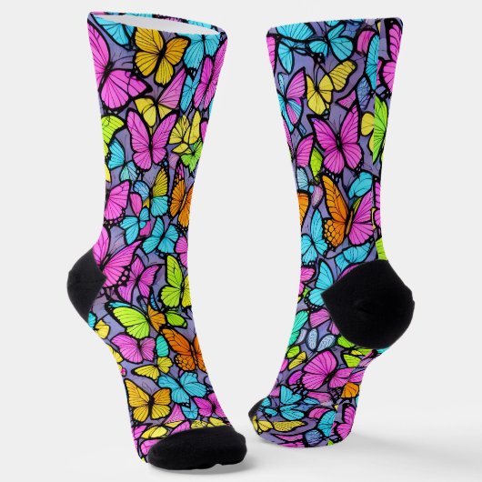 Colorful Butterfly Pattern Socken (Gewinkelt)
