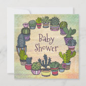 Colorful Cactus Baby Shower Einladung (Vorderseite)