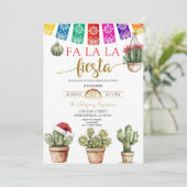 Colorful Cactus Santa Mexican Holiday Fiesta Einladung (Stehend Vorderseite)