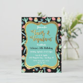 Colorful Cactus Tacos & Tequila Einladung (Stehend Vorderseite)