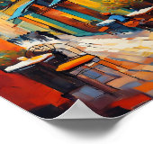 Colorful Cafes and Cobblestone Poster (Ecke)