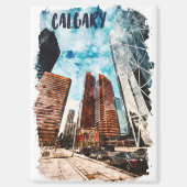 Colorful Calgary Alberta Cityscape Magnet (Vorderseite)