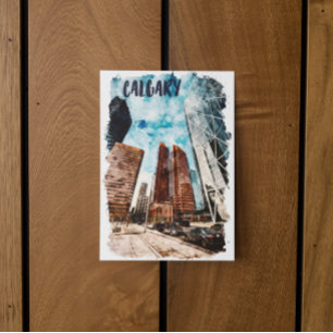 Colorful Calgary Alberta Cityscape Postkarte