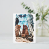 Colorful Calgary Alberta Cityscape Postkarte (Stehend Vorderseite)