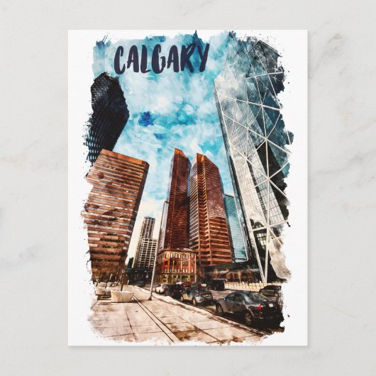 Colorful Calgary Alberta Cityscape Postkarte (Vorderseite)