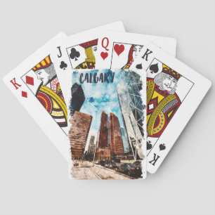 Colorful Calgary Alberta Cityscape Spielkarten