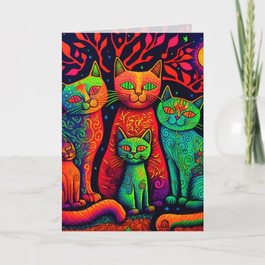 Colorful Calico Cats Graphic Arts Card Karte (Vorderseite)