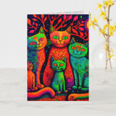 Colorful Calico Cats Graphic Arts Card Karte (Gelbe Blume)