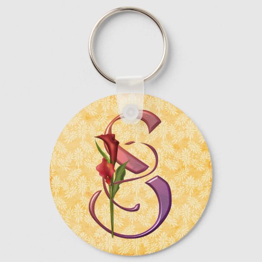Colorful Calla Initial S Schlüsselanhänger (Vorderseite)