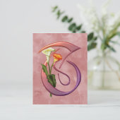 Colorful Calla Initial T Postkarte (Stehend Vorderseite)