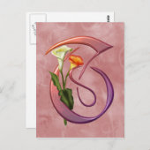 Colorful Calla Initial T Postkarte (Vorne/Hinten)