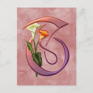 Colorful Calla Initial T Postkarte