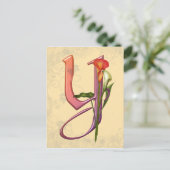 Colorful Calla Initial Y Postkarte (Stehend Vorderseite)