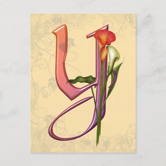 Colorful Calla Initial Y Postkarte (Vorderseite)