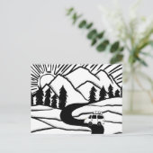 Colorful Campervan Mountains Vanlife RV Sunrise Postkarte (Stehend Vorderseite)