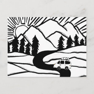 Colorful Campervan Mountains Vanlife RV Sunrise Postkarte