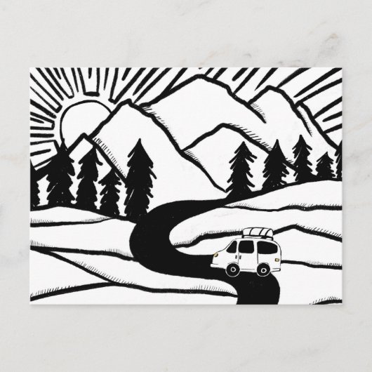Colorful Campervan Mountains Vanlife RV Sunrise Postkarte (Vorderseite)
