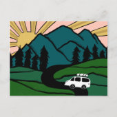 Colorful Campervan Mountains Vanlife RV Sunrise Postkarte (Vorderseite)