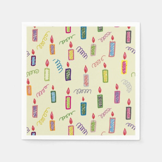 Colorful Candles Happy Birthday Napkins Serviette (Vorderseite)