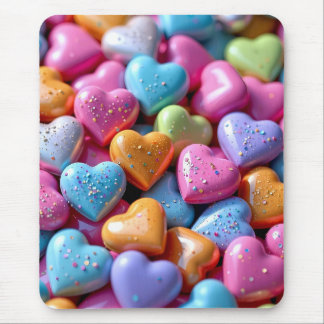Colorful Candy Love Hearts Mousepad
