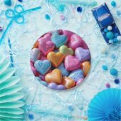 Colorful Candy Love Hearts Pappteller (Party)