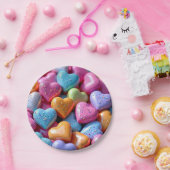 Colorful Candy Love Hearts Pappteller (Party)