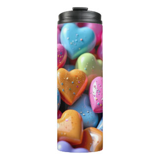 Colorful Candy Love Hearts Thermosbecher