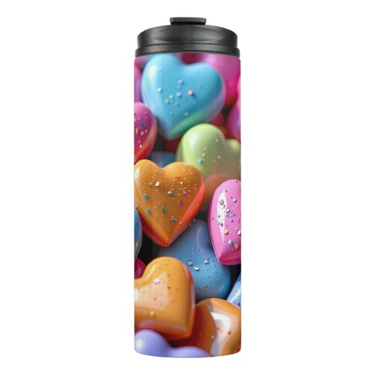 Colorful Candy Love Hearts Thermosbecher (Vorderseite)
