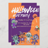 Colorful Candy Monsters Kids Halloween Invite Einladung (Vorne/Hinten)